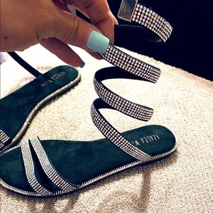 Silver rhinestone sandals